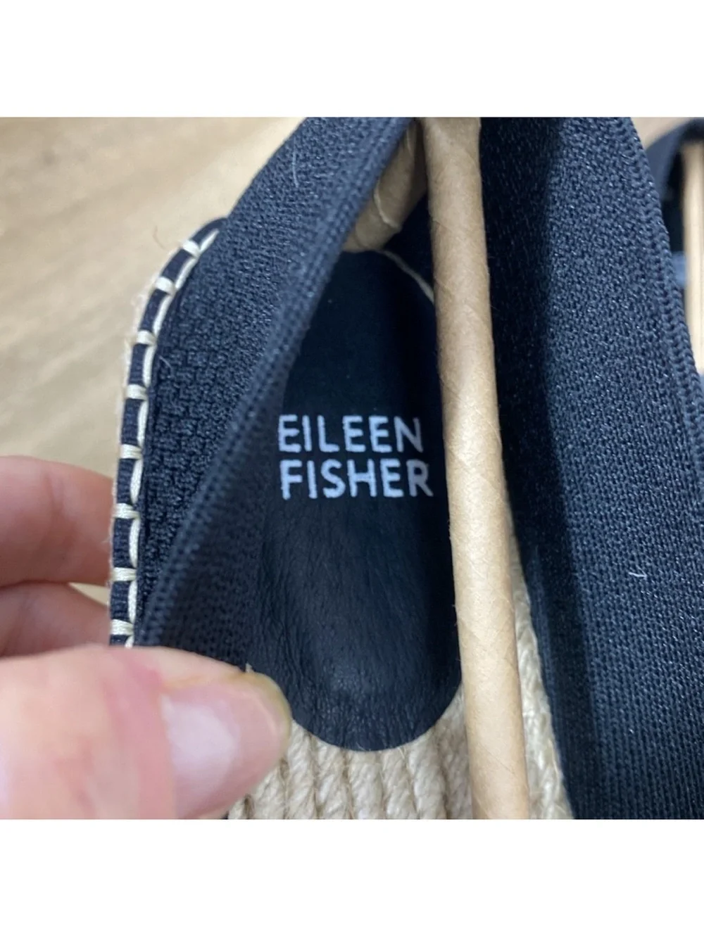 Eileen Fisher Black Espadrille-Style Slip-On Loafers